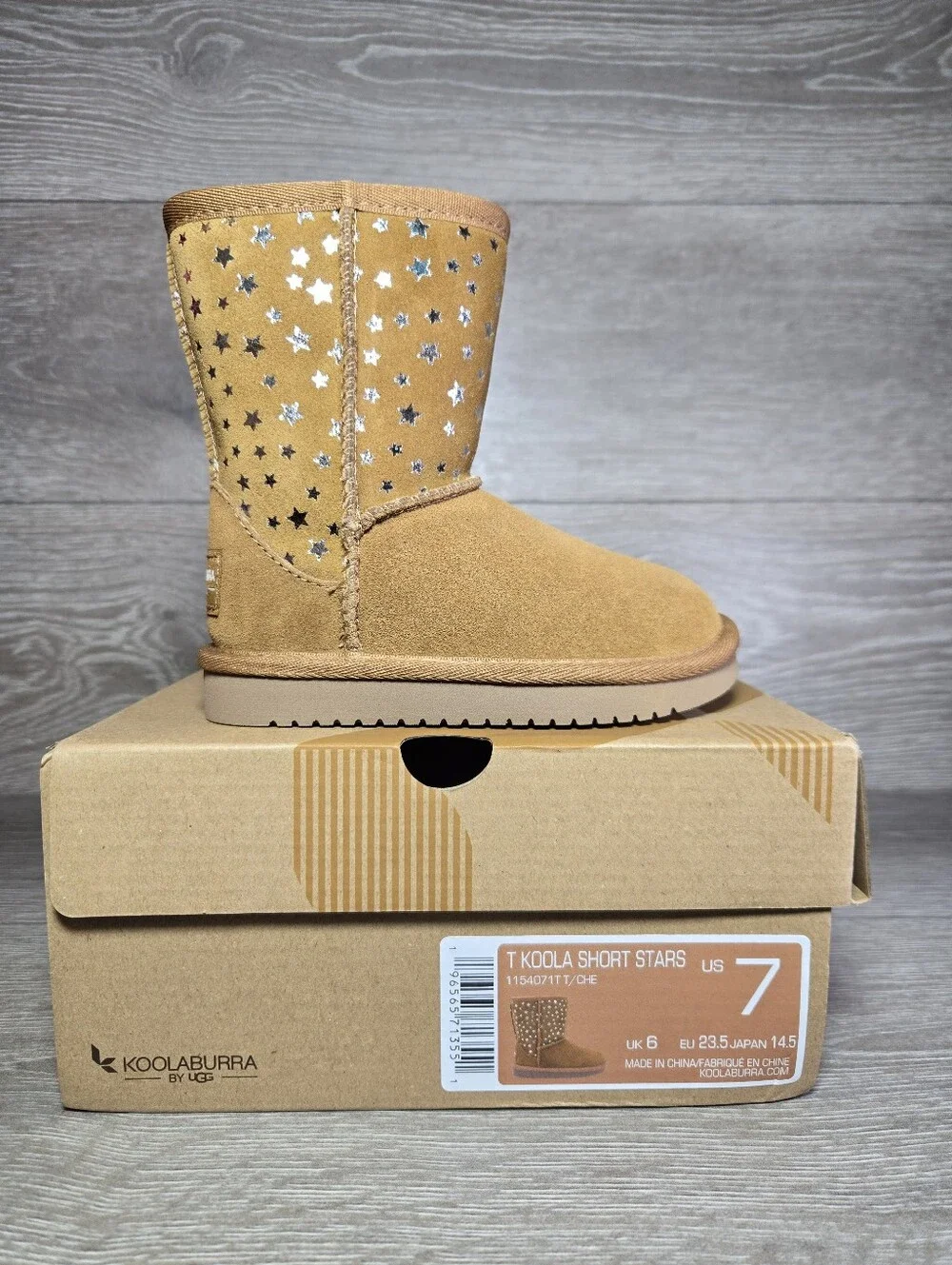 UGG Toddler Boots Koolaburra Koola Short Stars Chestnut Kids Size 7 New In Box